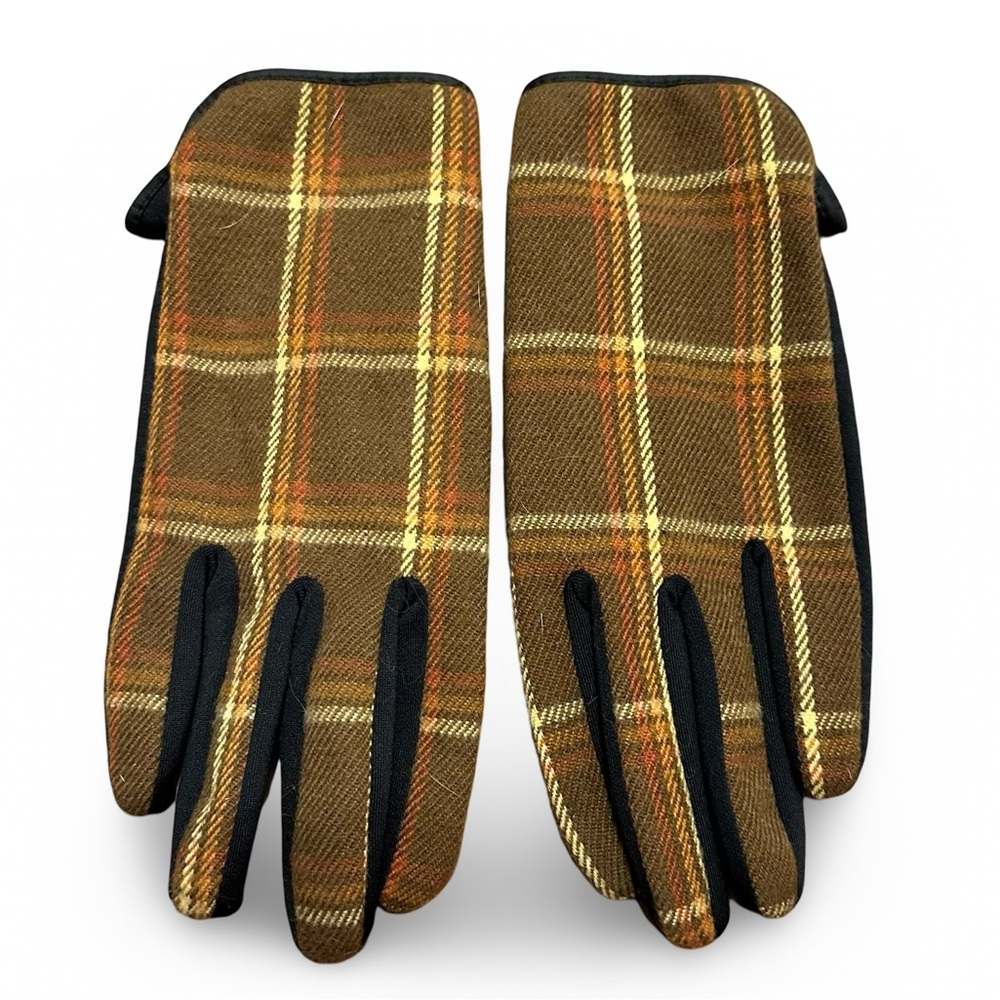 D&Y Tan Tartan Gloves - Small/X Small